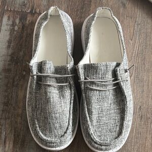 Gray Textured Loafers